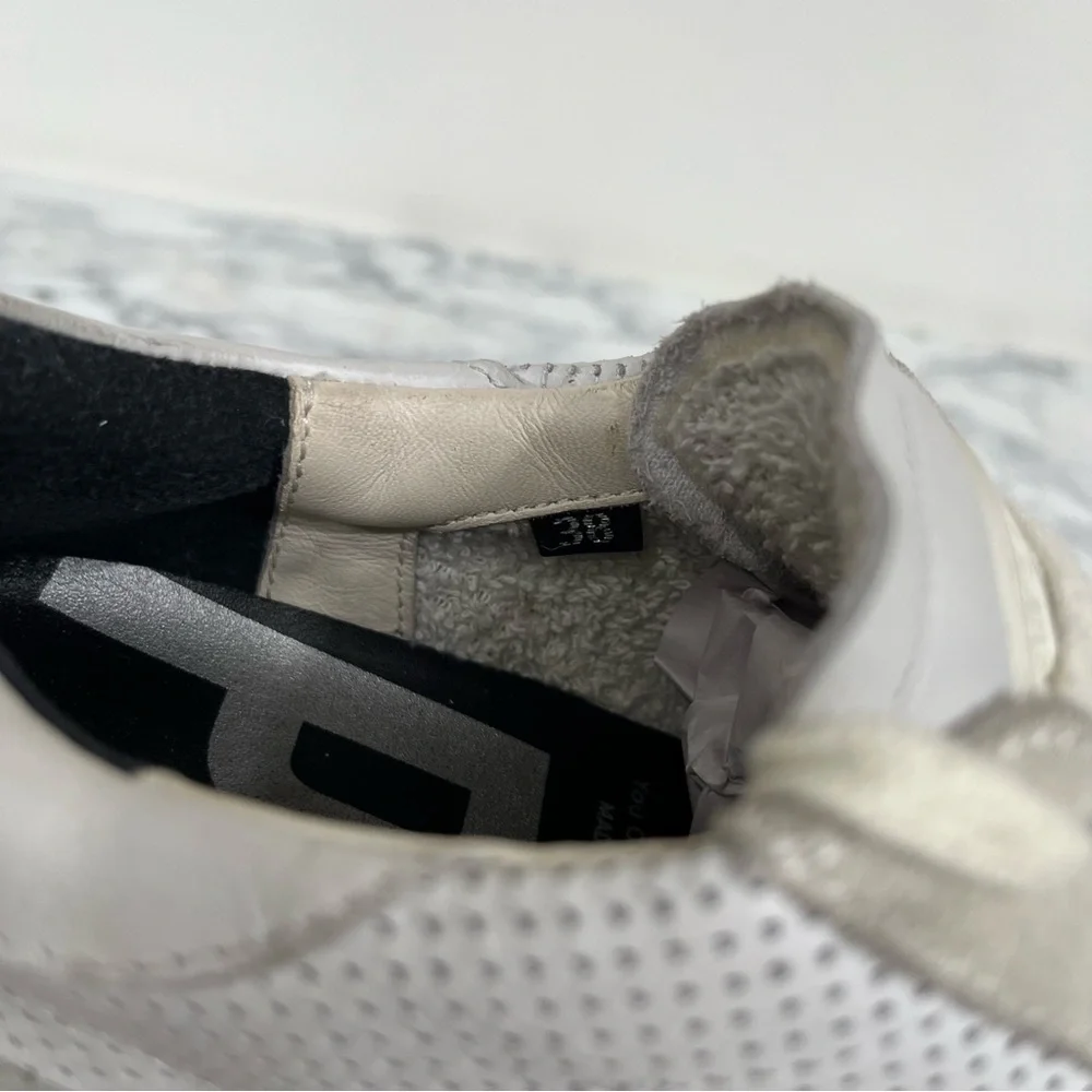P448 Aerial Sneakers Perforated White Leather Woman’s Size 38 US 7.5/8